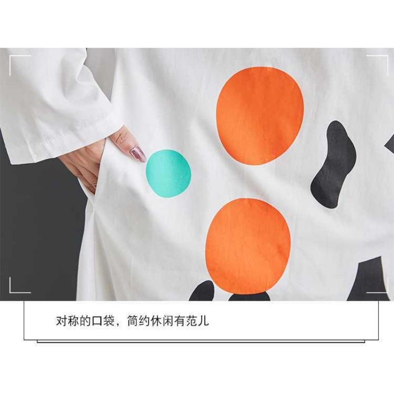 New Loose Large Size Printing Splicing Casual Simple Sweet Long-sleeved Dresses