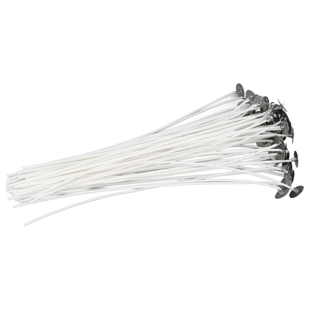 50pcs Candle Wick Pre Waxed 20cm Low Smoke Metal Sustainer Tab for DIY Candle Making