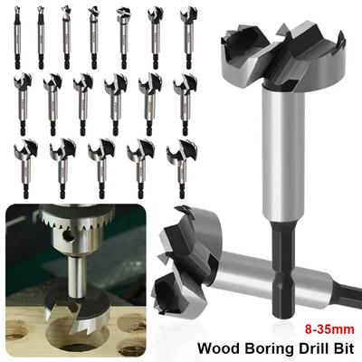 1Pcs High Carbon Steel Forstner Boring Drill Bits Multi-Tooth 1/4" 6.35mm Hex Shank Flat Wing Drill 8-35mm Wood Hole Opener