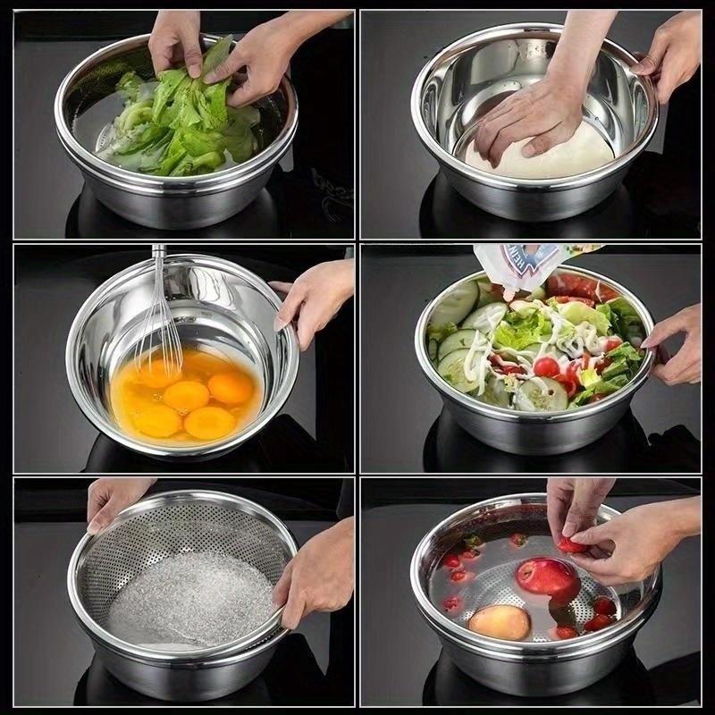 2pcs/set, Stainless Steel Double Layer Colander Basket - Large Capacity, Reusable, and Perfect for Washing Fruits and Vegetables