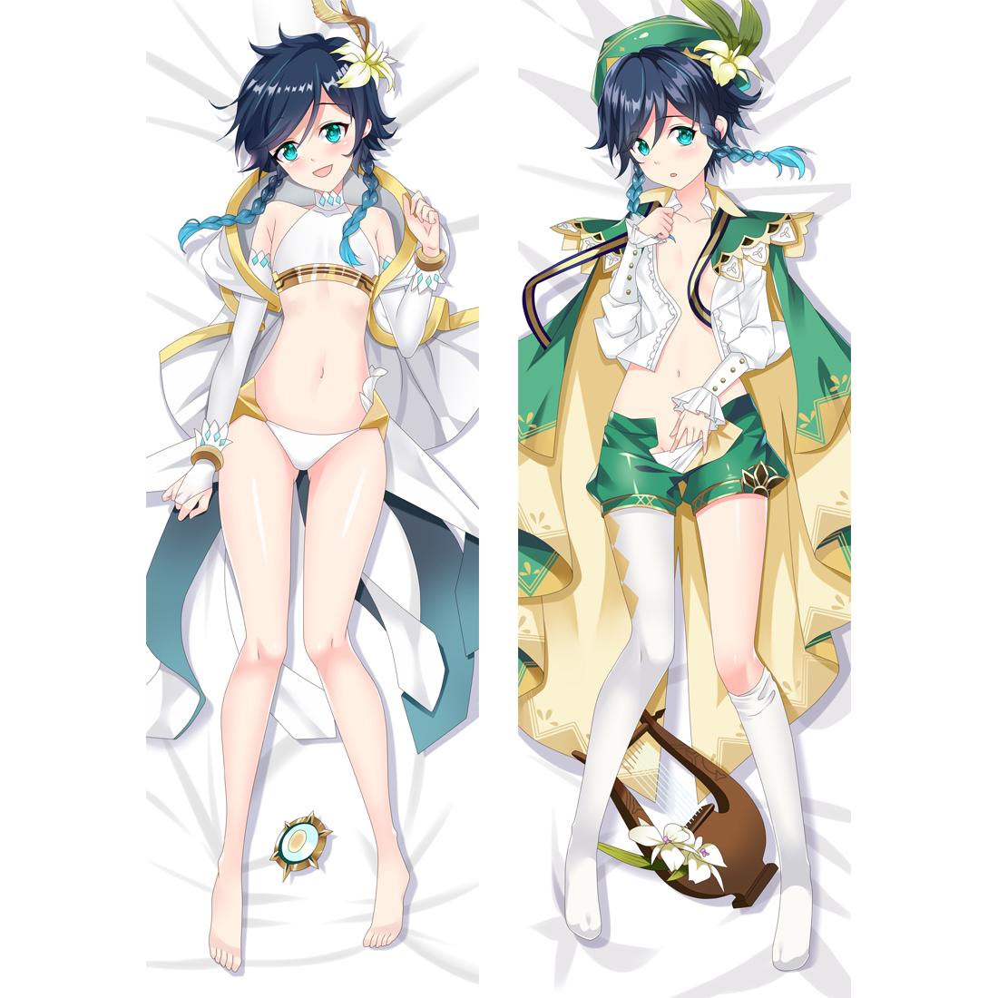 

Game Genshin Impact Venti Cosplay Dakimakura Pillow Case Peachskin Otaku 2-Side Hugging Body Throw Cushion Pillowcase Cover