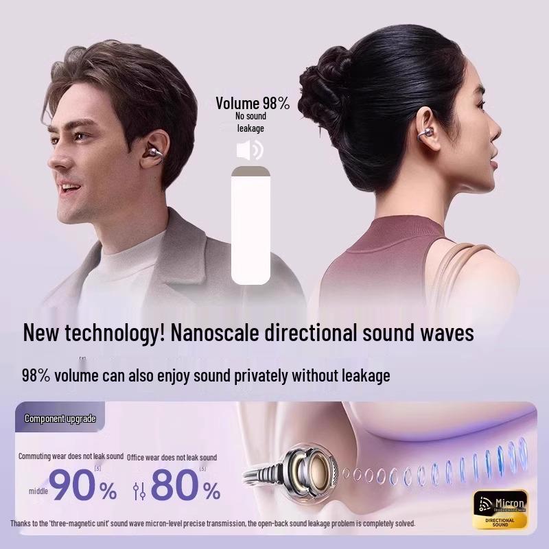 Cross-Border AI Smart-Translation Bone Conduction Bluetooth Headphones: Clip-On, Wireless, Long Battery Life, Noise-Canceling Sports Design.