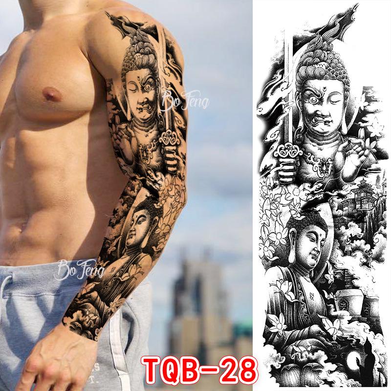 Waterproof Full Arm Floral Tattoo Stickers - Cross-Border Design for Europe & America