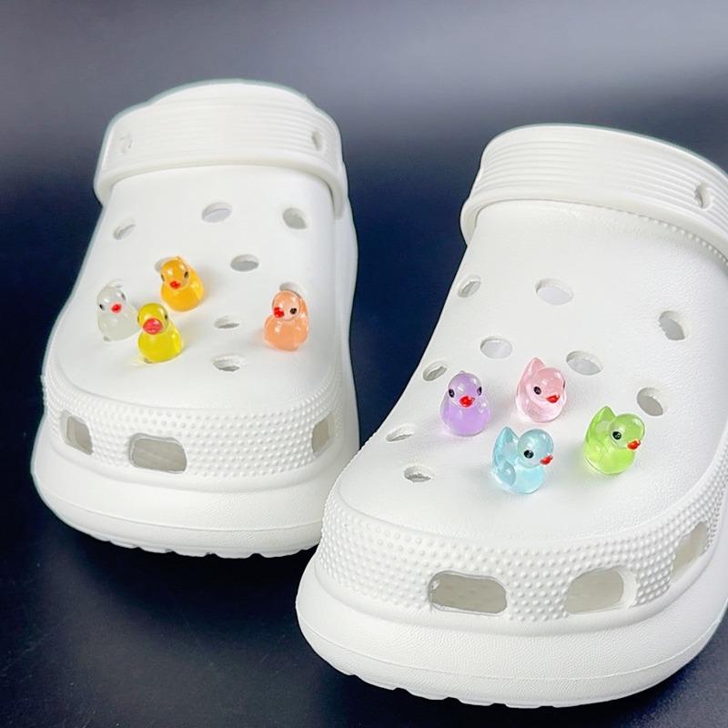Fashion Shoe Charms Set Accessories Hole Shoe Buckle Cute Luminous DucklingDIY 3D Shoes Decorations Kids Party Boy Girls Gift