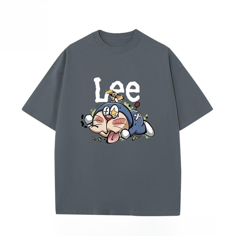 Heavy Trendy Brand Short-sleeved T-shirt Men's Doraemon Summer Loose Casual Trend Anime Clothes  T Shirts  Men Clothing