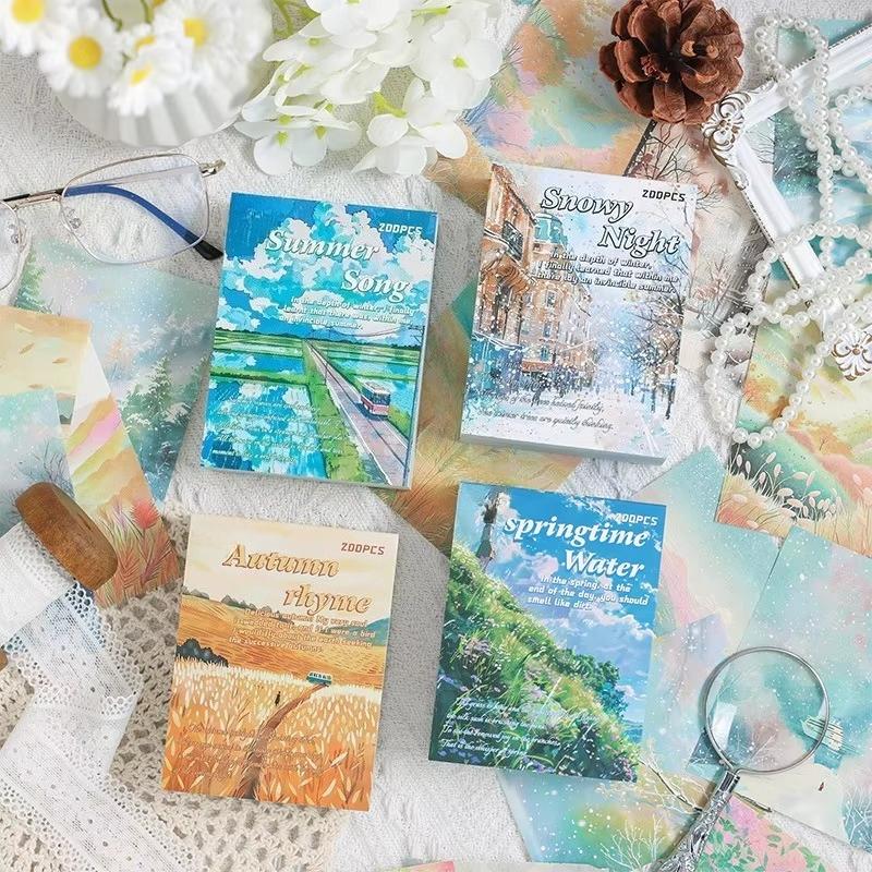 200 listů, materiál pro krajinu, papír, dekorace, deník, album, scrapbooking, materiál, pozadí, papír, odpadky, deníkové potřeby