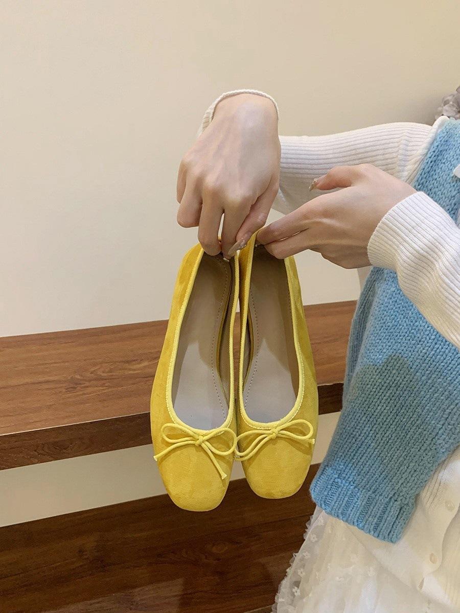 Внутренняя высота увеличивается ретро красные одинарные туфли женские туфли 2025 новая весна французские розовые балетки нежные вечерние туфли 35 жёлтый 2517₽