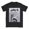 Men's Jaws 50th Anniversary Poster T Shirts Black and White Collage Cotton Top Tees Summer Y2K Short Sleeve T Shirt Tee Shirt