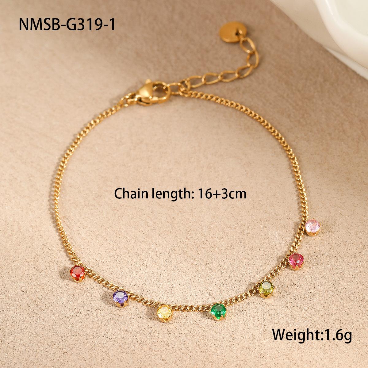 GEMCHIC Women s Colorful Zircon Stainless Steel Necklace Bracelet Set Fashion Geometric Pendant Jewelry