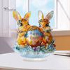 Пасхальный кролик, украшение 2D, плоское акриловое украшение, мультяшный красочный пасхальный кролик, яйцо, настольное украшение для пасхального каминного стола, центральное украшение