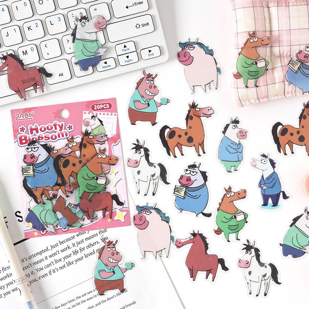 20 Pcs Animal Fantasia Series Cartoon Stickers Creative Collage Scrapbook Diary DIY Album Background Decoration Stationery Suppl