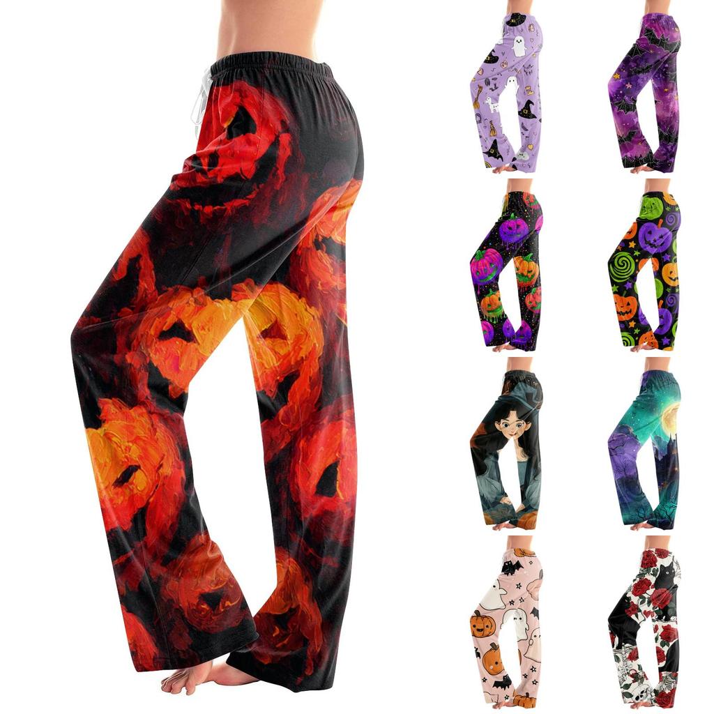 Women's Pajama Pants with Drawstring Halloween Print Relaxed Fit for Casual