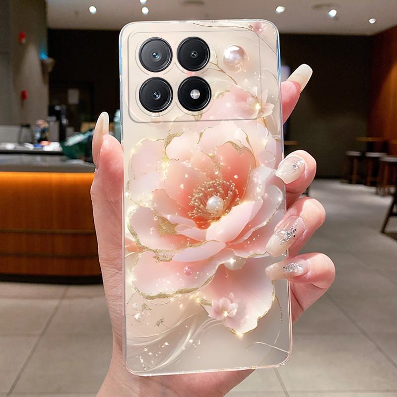 Phone Case For Xiaomi POCO X6 PRO 5G/Redmi K70E Fundas Capa Butterfly Bow Protective Casing Transparent Soft Silicone TPU Cover