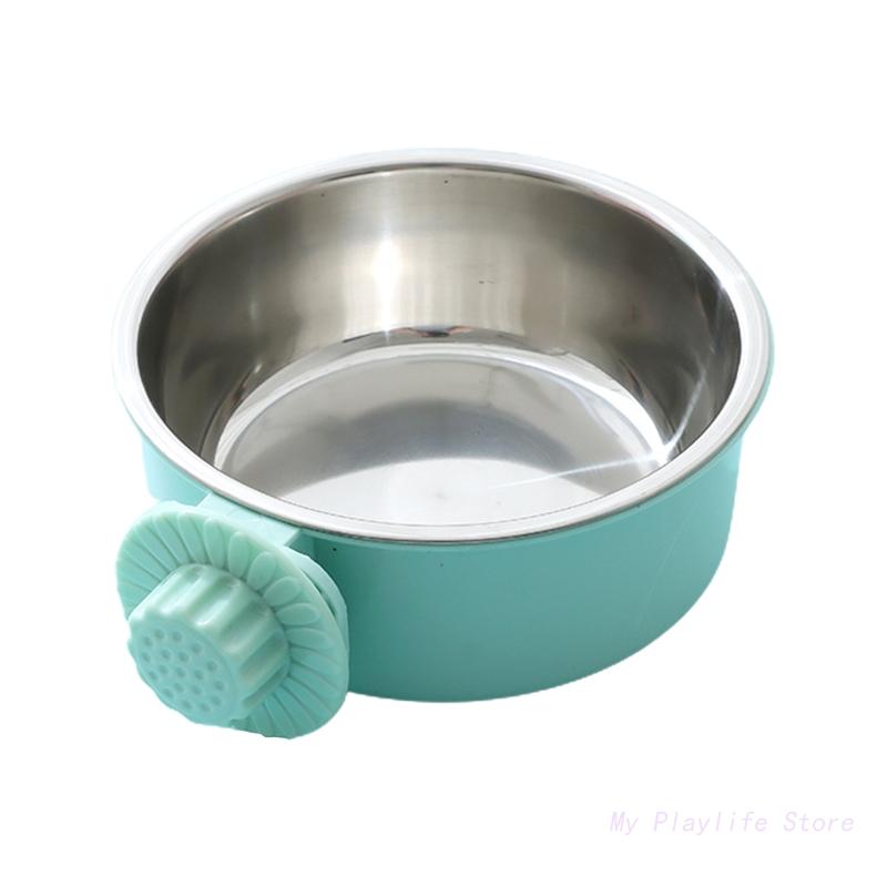 Pet Feeding Bowl Hanging Non-Slip Cats Dogs Food Bowls Stainless Steel Puppy Water Feeder Can Be Fixed On The Cage Pets Supplies