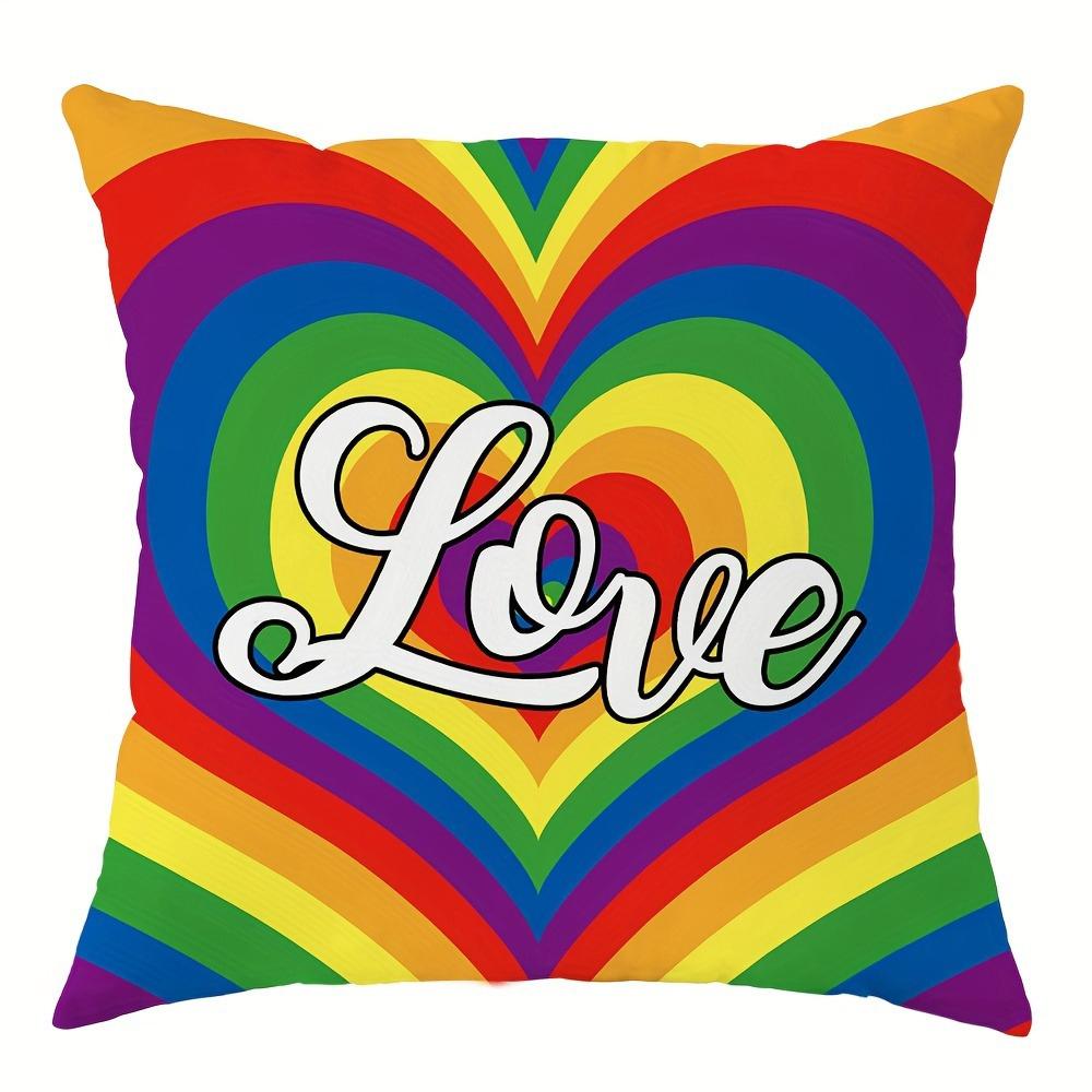 Rainbow - Themed Love and Kisses PillowcasesLiving Room Sofa Cushion Cover, Soft and Comfortable, Bedroom Room Decoration