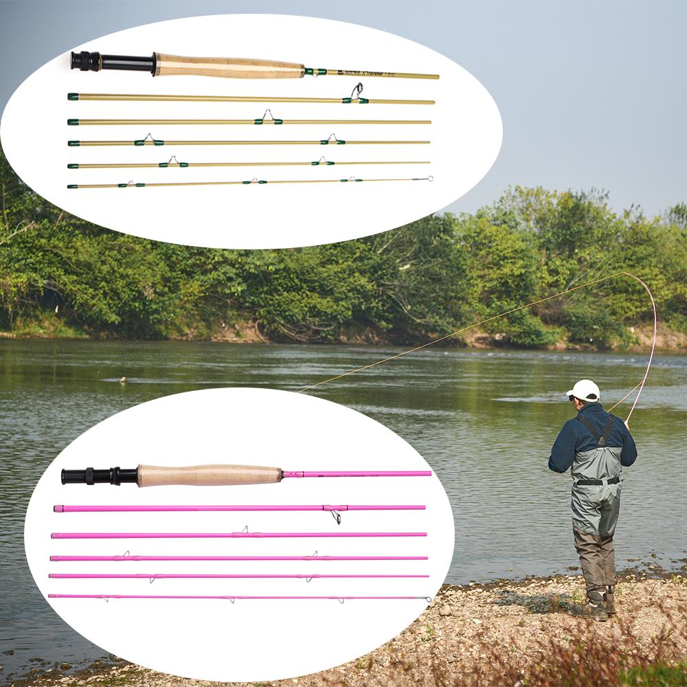 1pc Ultralight Carbon Fiber 8ft 4WT Fast Action Fly Fishing Rod with Cork Handle 6 Sections Portable Fly Rod Catching Trout Bass