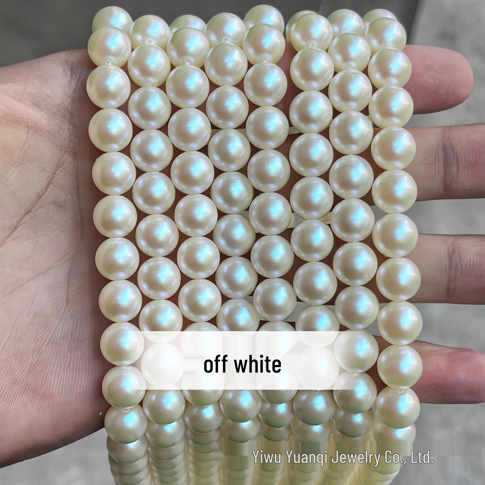 

Round Colored Glass Faux Pearl Beads for DIY Jewelry: Bracelets, Necklaces, Earrings, and Accessories. 6mm strand (~60 beads) бежевий