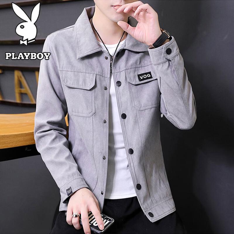 PLAYBOY Men's American Vintage Style Casual Cargo Jacket
