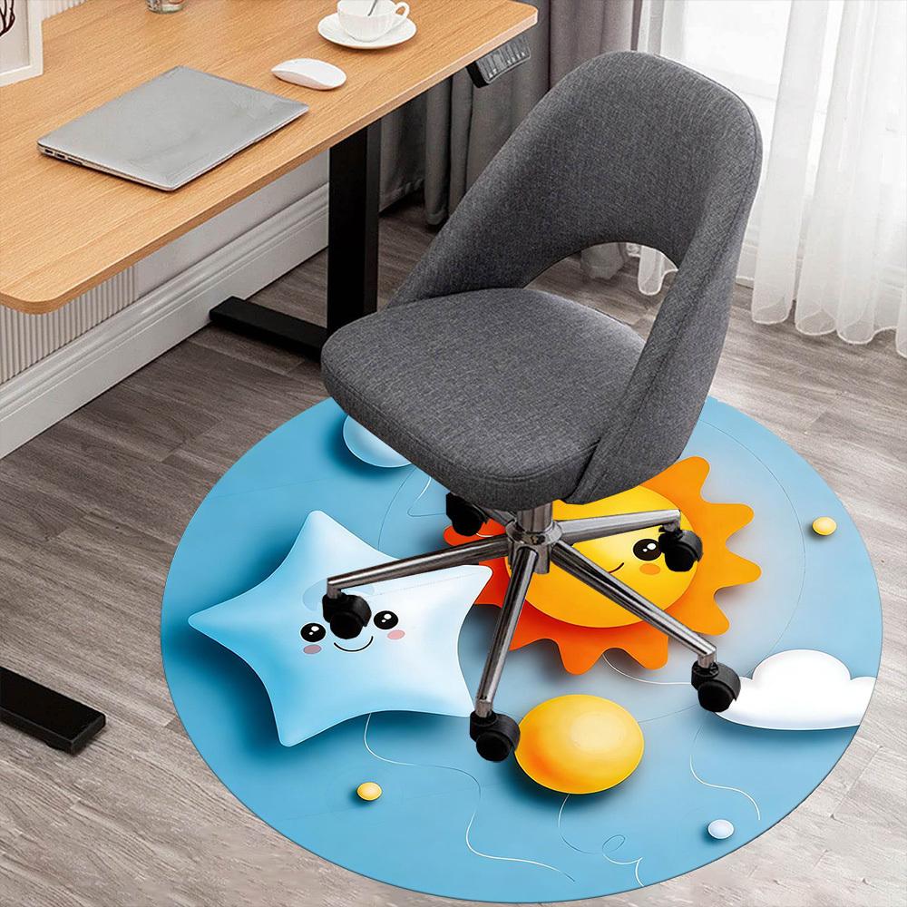 

1pc Sun Star Round Chair mat office Area Rug - Non-Slip, Floor Mat for Office, Bedroom, and Indoor Decor p127255 80cm by 80cm