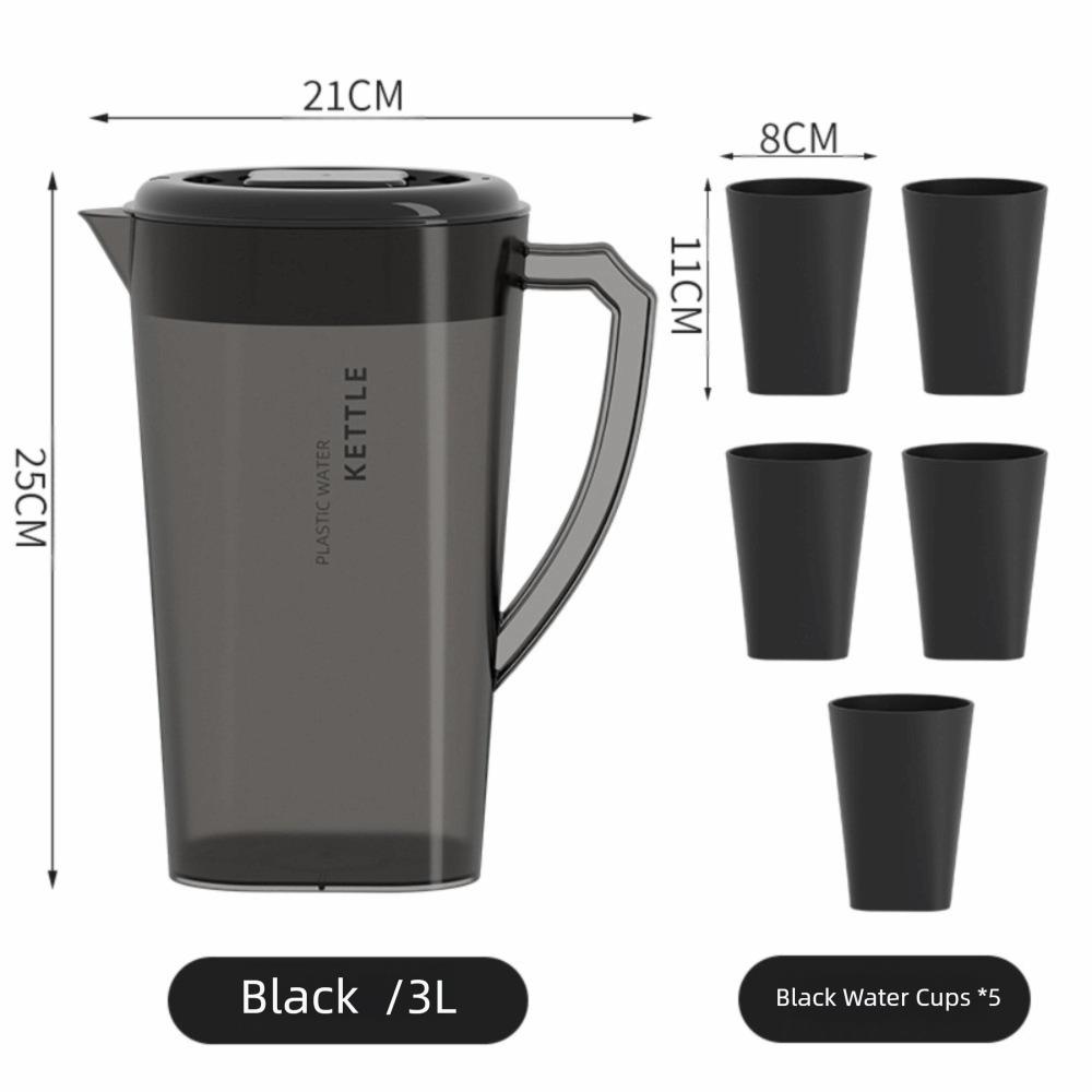 New 1.3/2.2/3L Cold Water Kettle Large Capacity Plastic Juice Jug with Cup Heat Resistant Fall-resistant Pitcher Drinkware