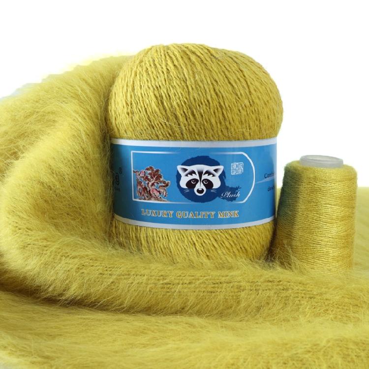 2 Pcs/Pack Long Plush Mink Wool Yarn for Needle Knitting Hand Crochet ,50g+20g