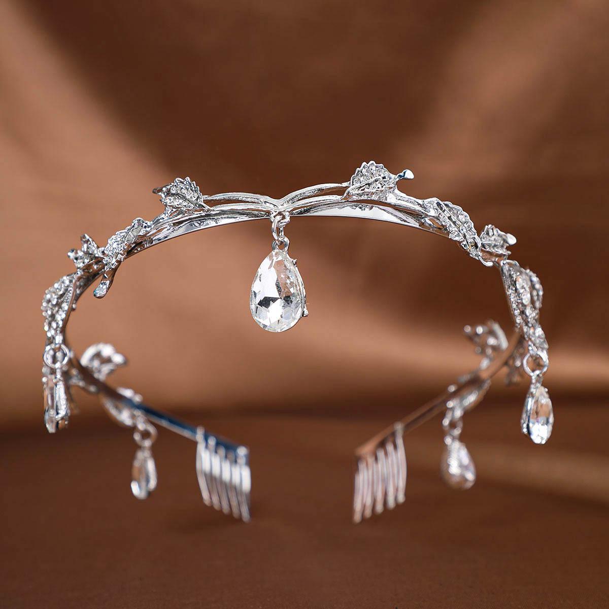 

Аксессуары для волос в форме короны со стразами, полный круг, кулон для бровей, лист, свадебный венец, аксессуары для свадебного платья, аксессуары для волос