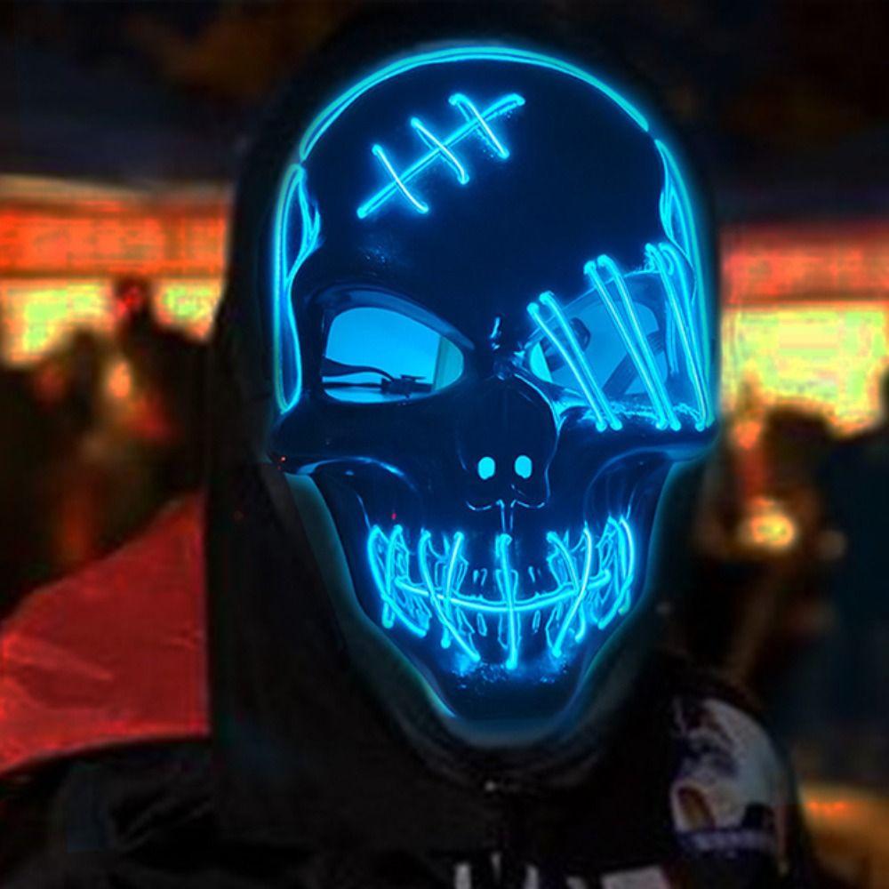 Halloween Full Face Mask PP Costume Props Funny Skull Glowing Mask  Carnival