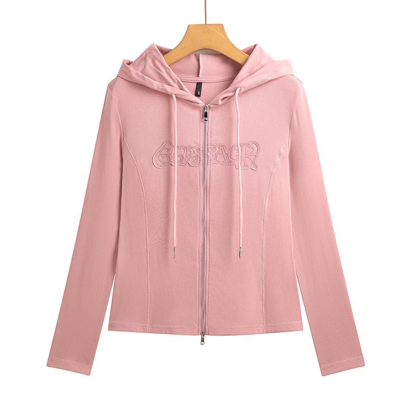 Women s 2025 Slim-Fit Hooded Long-Sleeve T-Shirt: Spring/Autumn Lightweight Short Jacket Top XXXL