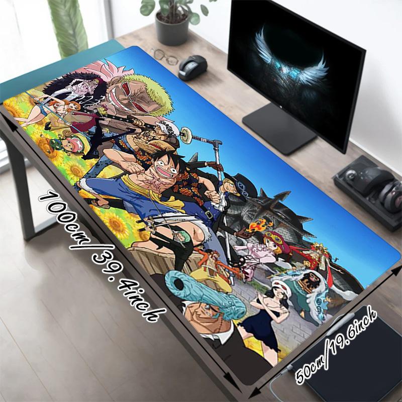 One Piece Xl Gaming Mouse Pad Nonslip Rubber Base Stitched Edge Waterproof Desk Mat For Pc Laptop Gamer Office Computer Accessories