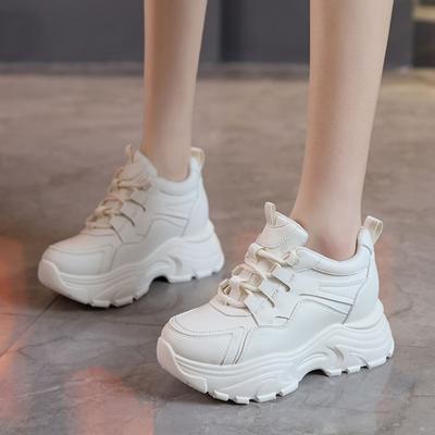 Witte Platform Dames Sneakers 2024 Vetersluiting Dikke Zool Gevulkaniseerde Schoenen Vrouw Effen Kleur Casual Antislip Sportschoenen Dames