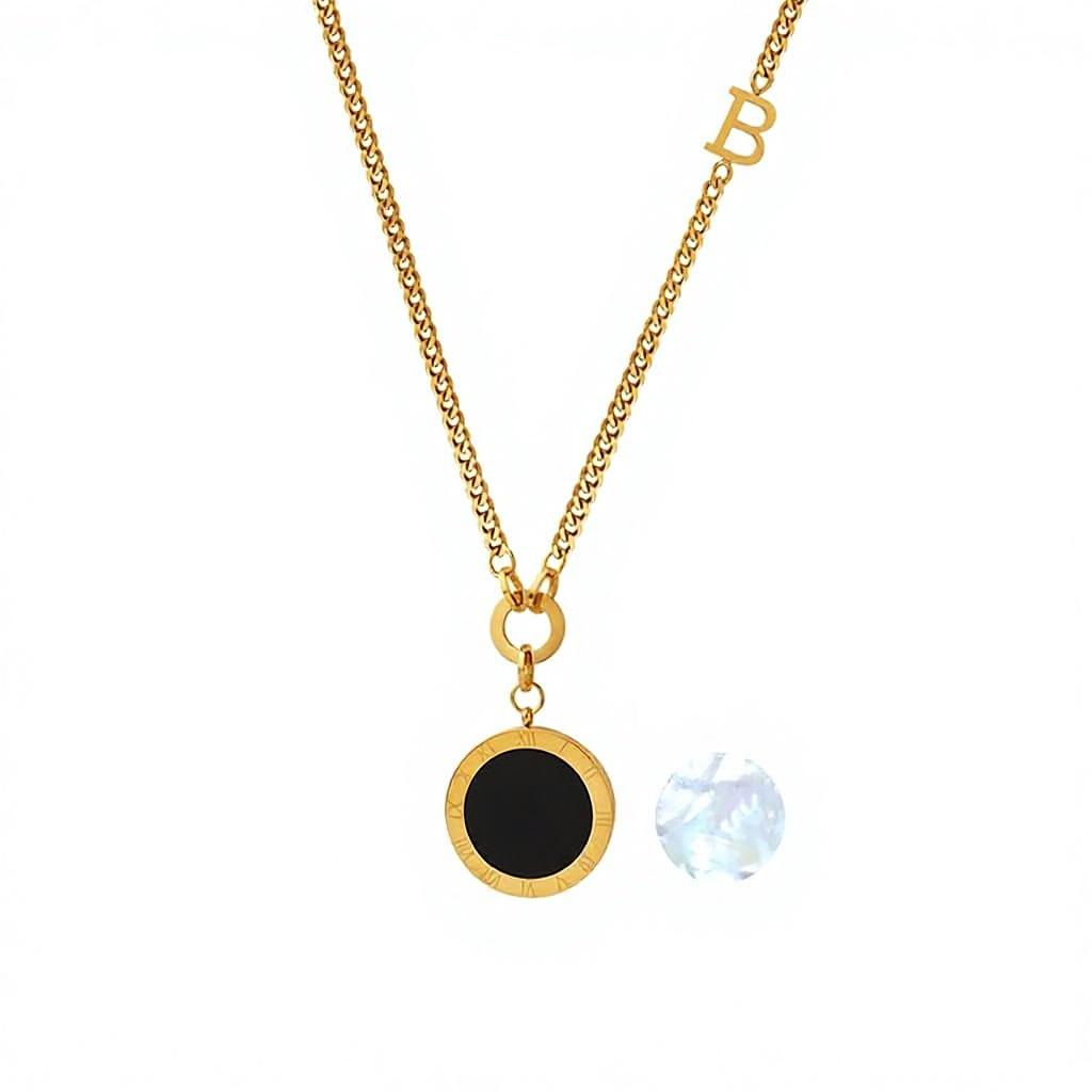 Turtleneck Long-Style Fashionable Versatile Roman-Style Black White Double-Sided Pearl Pendant Women's Bamboo Chain