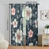 2 pcs   versatile polyester transparent curtains for home decoration Elegant White & Pink Floral for use in bedrooms and living