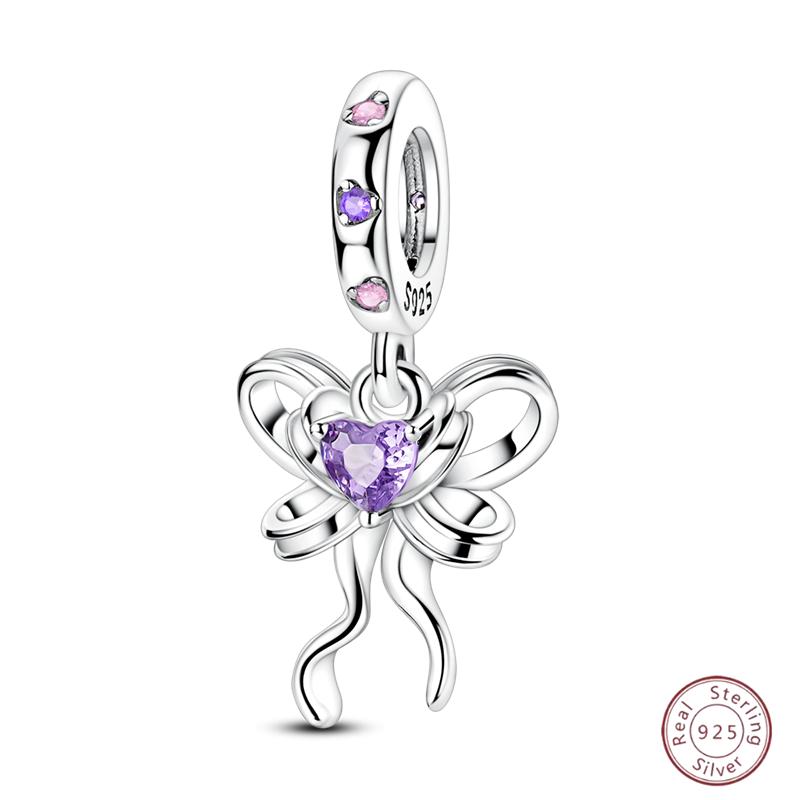 New Original Copper Beaded Bow Charm Blue Beads For Women Exquisite Diy Birthday Jewelry Gifts