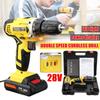 0-1500r/min 0-380r/min Electric Cordless Drill Screwdriver Double Speed Adjustment LED 1/2Pcs LI-ION 35Nm Rechargeable Battery 18-speed Torque