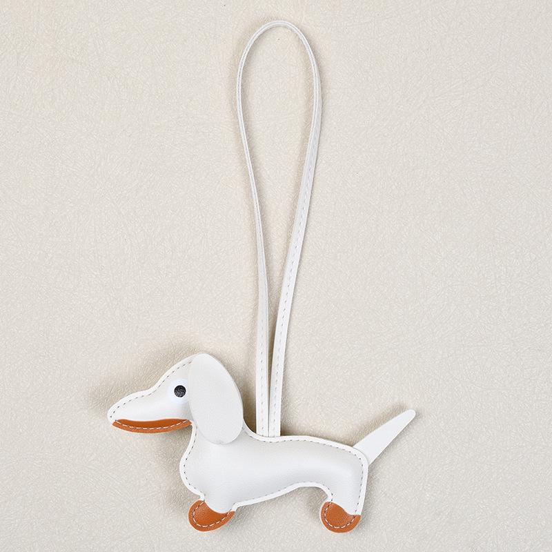 "Dachshund Leather Keychain and Bag Charm Pendant"