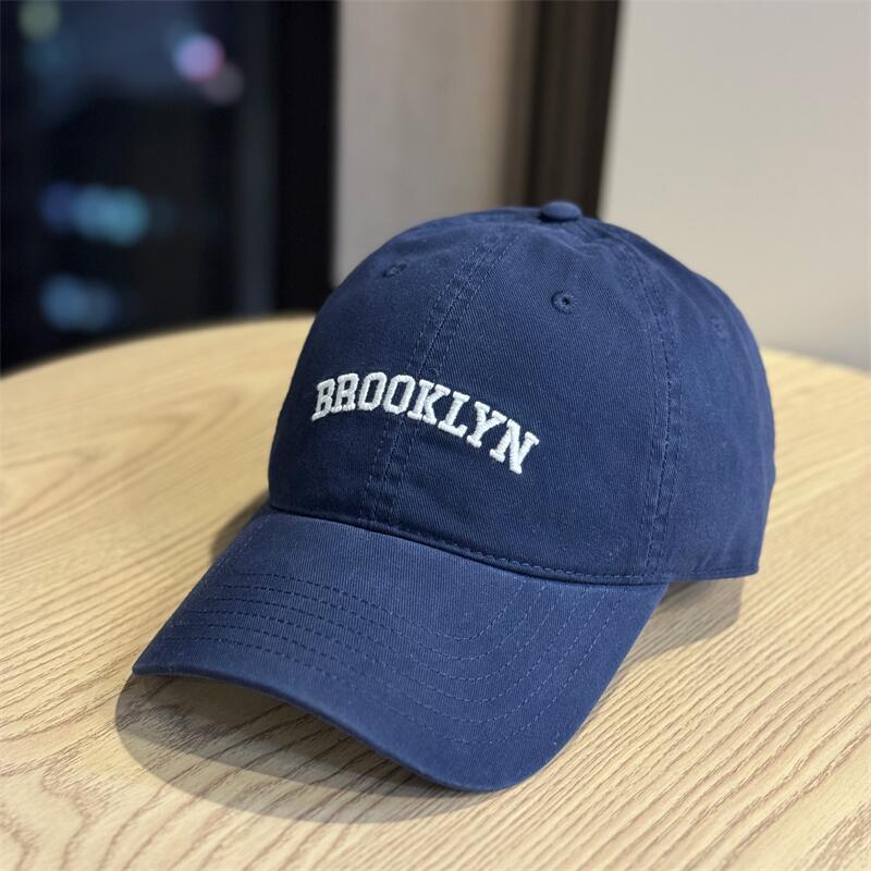 Four Seasons Cotton Wide Brim Letter Embroidery Cap Female Face Small Out of the Street Shade Baseball Cap Couple ins Versatile