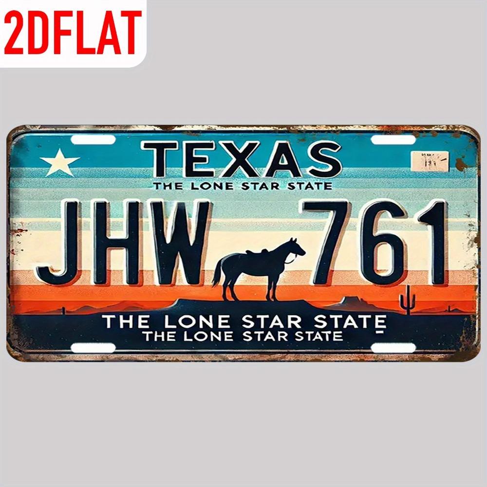 Custom Texas License Plate Tin Sign Horse Cactus Western Rustic Bar Man Cave Decor 5.91x11.81 Inch