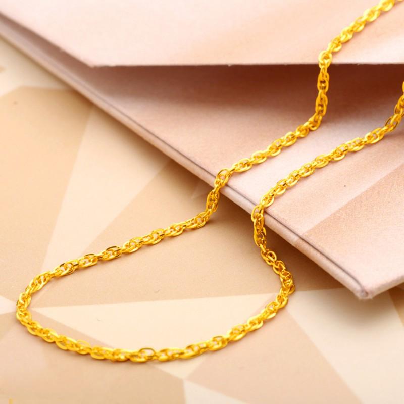 Women Men Gold Plated Twisted Rope Necklace Classic Versatile Water Wave Chain Jewelry