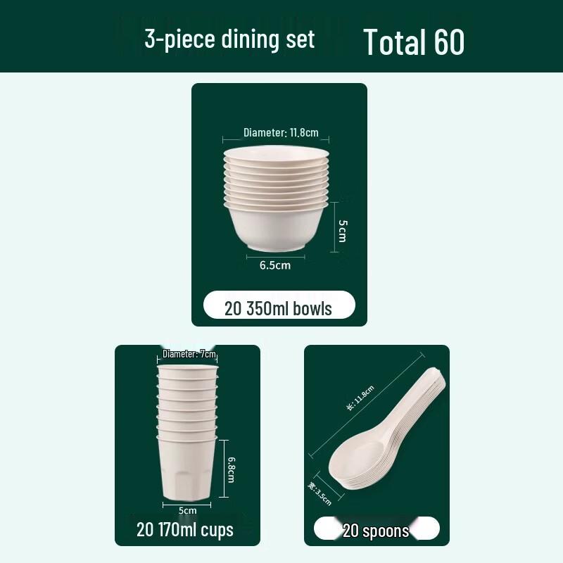

Sheng Bilai Disposable 3-Piece Pulp Tableware Set