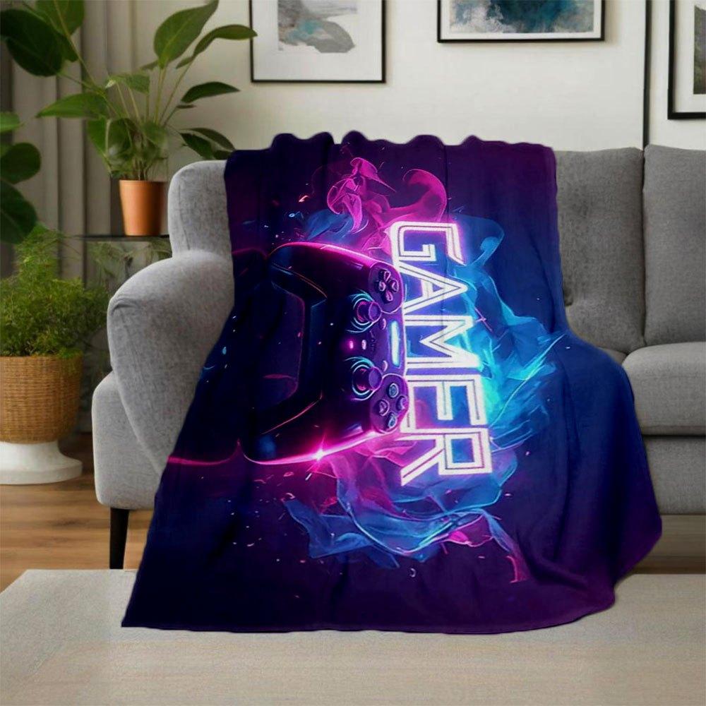 "Neon Gamer Controller Neon Sign Wall Art"Blanket Flannel Throw Blanket for Sofa, Bed, Travel, Camping, Office, Couch, Chair, And Bed Gift F