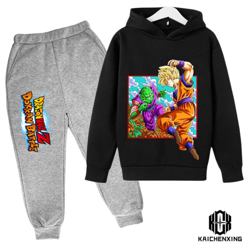 Dragon Ball Kinder Kapuzenpullover MantelHerbst Mädchen Langarm Warm Jungenanzug 4 bis 14 Jahre alt Jacke Jungenkleidung Pullover Top Hosen