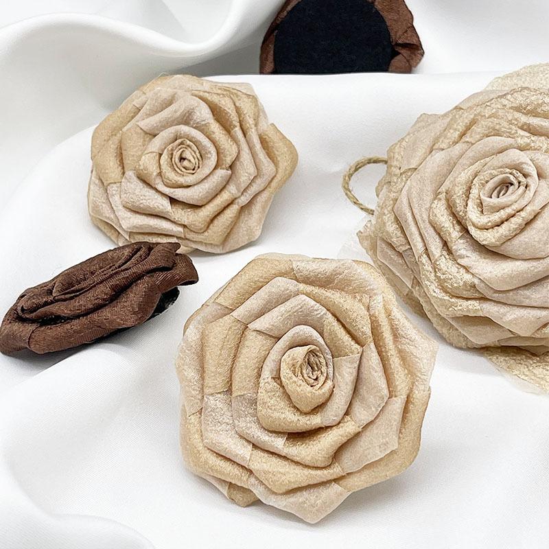 Dry Rose Fabric Camellia Hair Accessories Handmade Diy Three-Dimensional Flower Brooch Clothing Accessories Flowers
