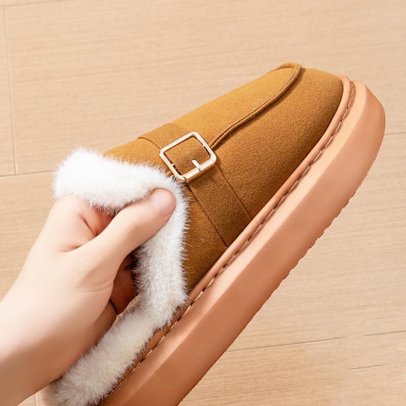 Memory Foam Slippers Women Suede Platform EVA Sole Warm Home Shoes Winter Non Slip Comfortable