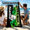 Custom Name Personalized Gamer craft Print Beach Towel, for Trip Camping Beach Party Home Decor, Birthday Gift for Family & Friends