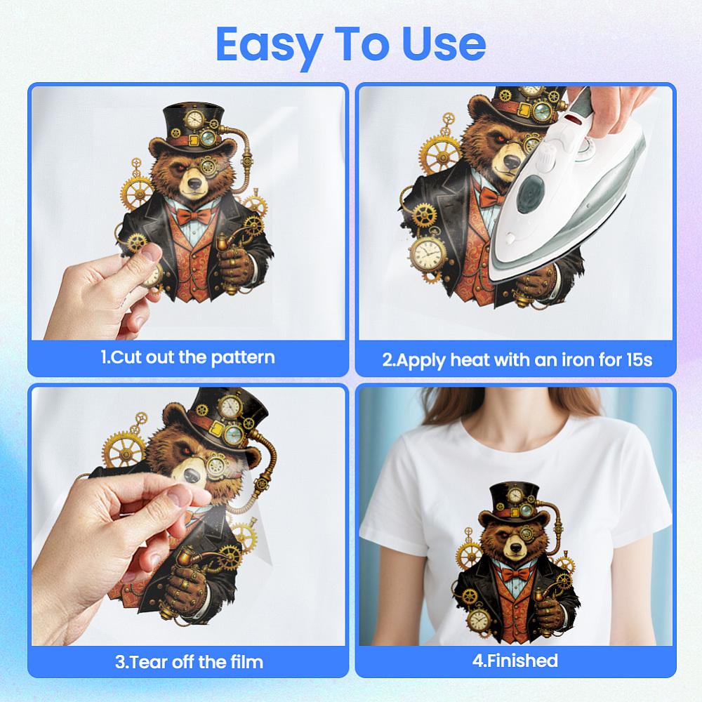 16Pcs 16 Styles Plastic Heat Transfer Film Logo Stickers Set for DIY T-Shirt 65~180x80~220mmm 1pc/style
