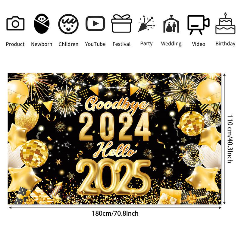 Dekorativ Nedräkningsbanner Festlig Glitter Återanvändbar Fotobakgrund Elegant Festrekvisita för Firande