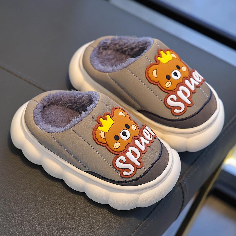 Winter 2024 Waterproof Cotton Slippers for Boys & Girls – Warm Plush Home Shoes