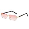 Rimless Sunglasses Women Men Vintage Rectangle Wood Sun Glasses UV400 Driving Eyewear Frameless Gradient Square Shades