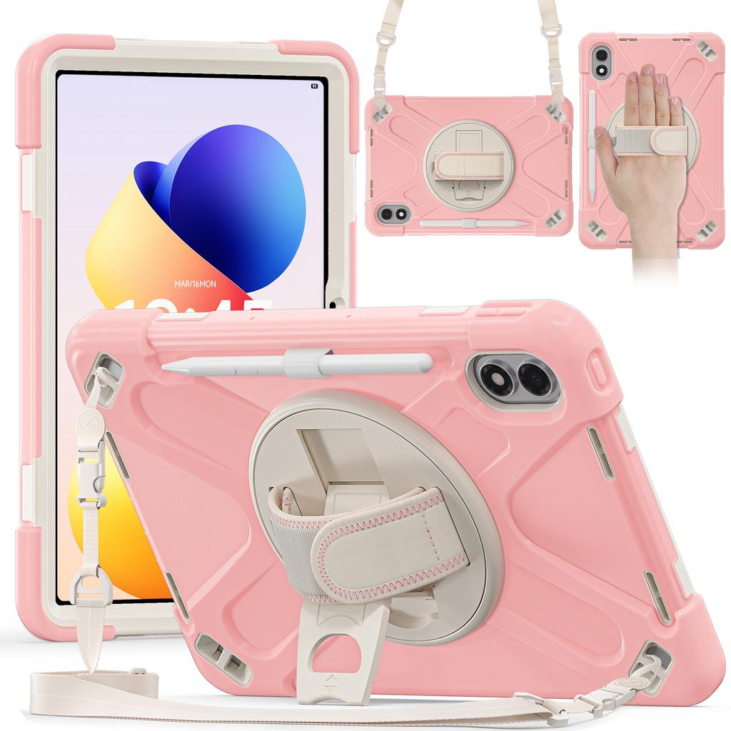 Rugged Case for Xiaomi Redmi Pad 2 Pro 2025 12.1" 25099RP13G 2509BRP2DG 360 Rotating Stand Heavy Duty Cover with Shoulder Strap