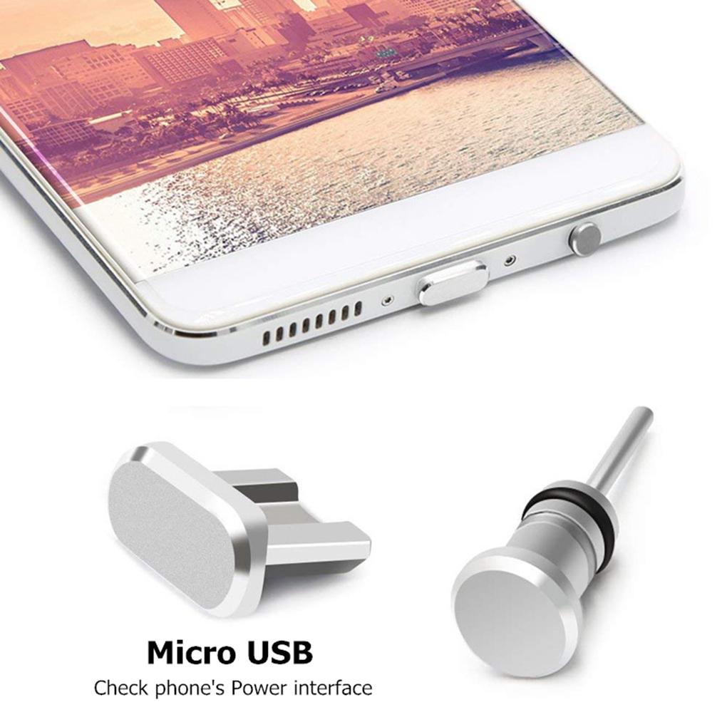 2PCS/Set Charging Port + Earphone Port Dust Plug Replacement for Android Mobile Phone 3.5mm Headset Stopper